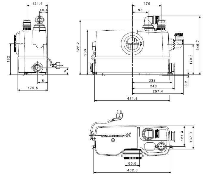 Kalový box GRUNDFOS SOLOLIFT 2 WC-3 97775315 Obrázek