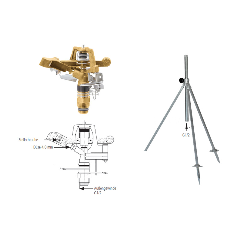 Postřikovač sektorový GEKA V80 se stojanem, 1/2", mosaz Obrázek