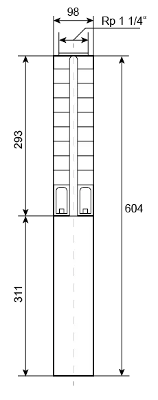 Ponorné čerpadlo EVAK V4S-3M06, 400V, 0.37kW, 2m kabelu Obrázek