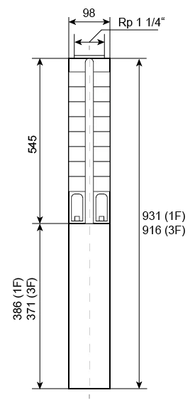 Ponorné čerpadlo EVAK V4S-3M18, 230V, 1.1kW, 2m kabelu Obrázek
