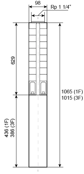 Ponorné čerpadlo EVAK V4S-3M22, 230V, 1.5kW, 2m kabelu Obrázek
