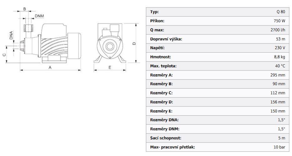 Čerpadlo AQUACUP MOUSE Q 80 230V Obrázek
