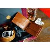 Dárková hnědá sada pro pány Lucky - pásek a peněženka