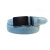 Pánský kožený modrý opasek Versailles a automatická spona Black stripes | REDFIR