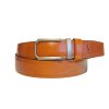 Pánský kožený koňakově hnědý opasek Champ a automatická spona Silver classic | REDFIR