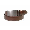 Pánský kožený hnědý opasek Victory a automatická spona Brushed silver | REDFIR