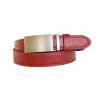 Pánský kožený červený opasek Red a automatická spona Brushed silver | REDFIR