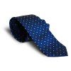modrá kravata s bílo červeným vzorem