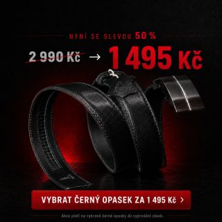 Černý opasek využijete pořád. Teď za něj zaplatíte jen polovinu. Vybrané černé opasky REDFIR: 2 990 Kč → 1 495 Kč K...