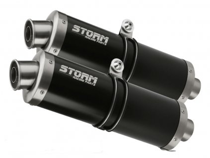 Výfuky MIVV STORM NEREZ OVÁL BLACK / Suzuki DL V-STROM 1000 (02-13)