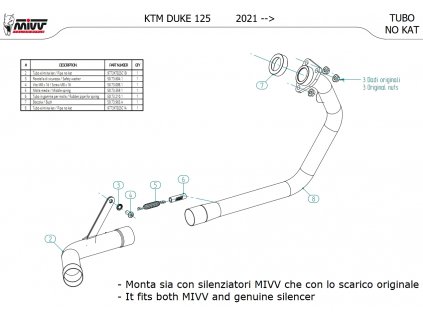 Kompletní výfukový svod MIVV RACE / KTM 125 DUKE (21-23)
