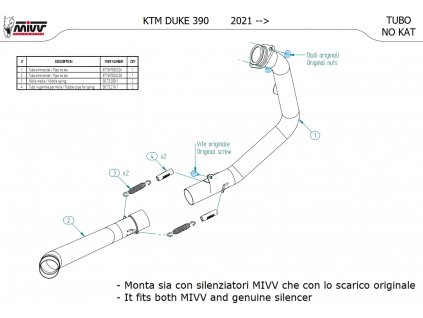 Kompletní výfukový svod MIVV RACE / KTM 390 DUKE (21-23)