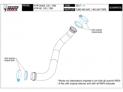 Výfukový svod MIVV RACE / KTM 125 DUKE (17-20) / KTM 390 DUKE (17-20)