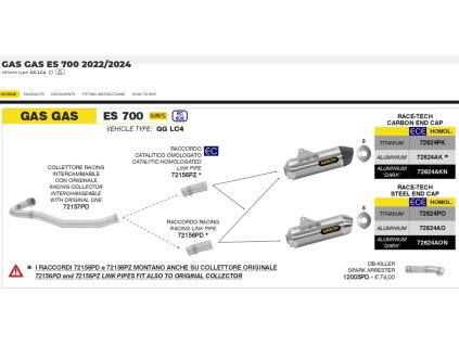Výfuk ARROW / GAS GAS ES 700 / SM 700 (22-24)