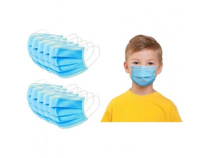 Jednorazové ochranné rúško 3-vrstvové modré, detské, 50ks balenie