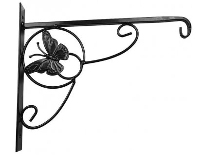 Strend Pro Vešiak, držiak, na kvetináč, ozdobný s motýľom, kovový, 28x28cm
