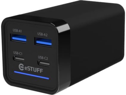 eSTUFF Rychlonabíječka GaN 65W, 4 porty