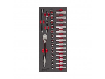 3/8˝ pěnová vložka s nástrčnými klíči a ráčnou 32 ks