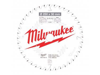 MILWAUKEE Pilový kotouč dřevo 250x30x2.8x40ATB