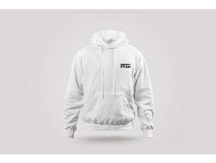 Bílá s kapucí s černým textem