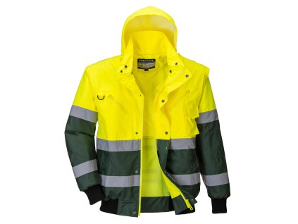 Hi-Vis 3-in-1 X Back Contrast Bomber Jacket (Barva Yellow/Green, Velikost L)