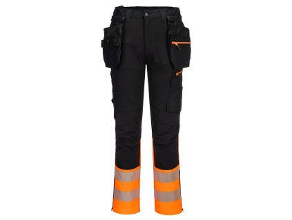 DX4 Hi-Vis Class 1 Detachable Holster Pocket Craft Trousers (Barva Orange/Black, Velikost 28)