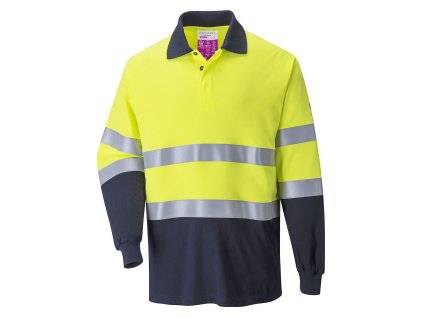 Modaflame Knit Hi-Vis Constrast FR Long Sleeve Polo Shirt (Barva Yellow/Navy, Velikost 4XL)