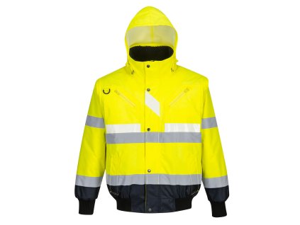Glowtex Hi-Vis 3-in-1 Contrast Bomber Jacket (Barva Yellow/Navy, Velikost 4XL)