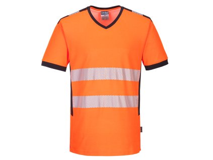 PW3 Hi-Vis V-Neck Mesh Insert T-Shirt S/S (Barva Orange/Black, Velikost 4XL)