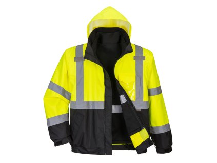 Hi-Vis 3-in-1 Contrast Premium Bomber Jacket (Barva Yellow/Black, Velikost 4XL)