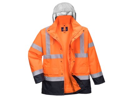 Hi-Vis 4-in-1 Contrast Traffic Jacket (Barva Orange/Navy, Velikost L)