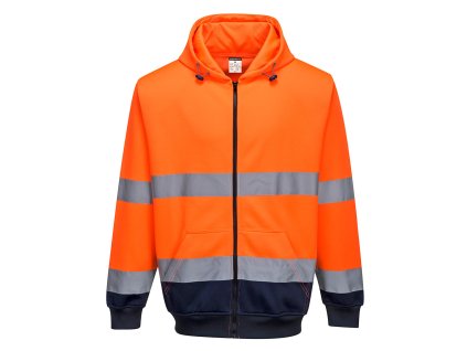 Hi-Vis Contrast Zipped Hoodie (Barva Orange/Navy, Velikost L)