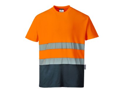 Hi-Vis Cotton Comfort Contrast T-Shirt S/S (Barva Orange/Navy, Velikost 4XL)