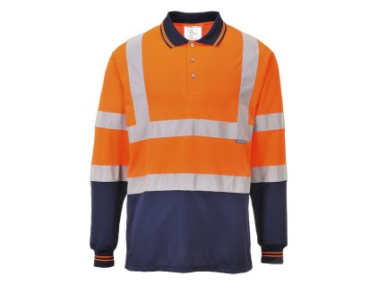 Hi-Vis Contrast Polo Shirt L/S (Barva Orange/Navy, Velikost 4XL)