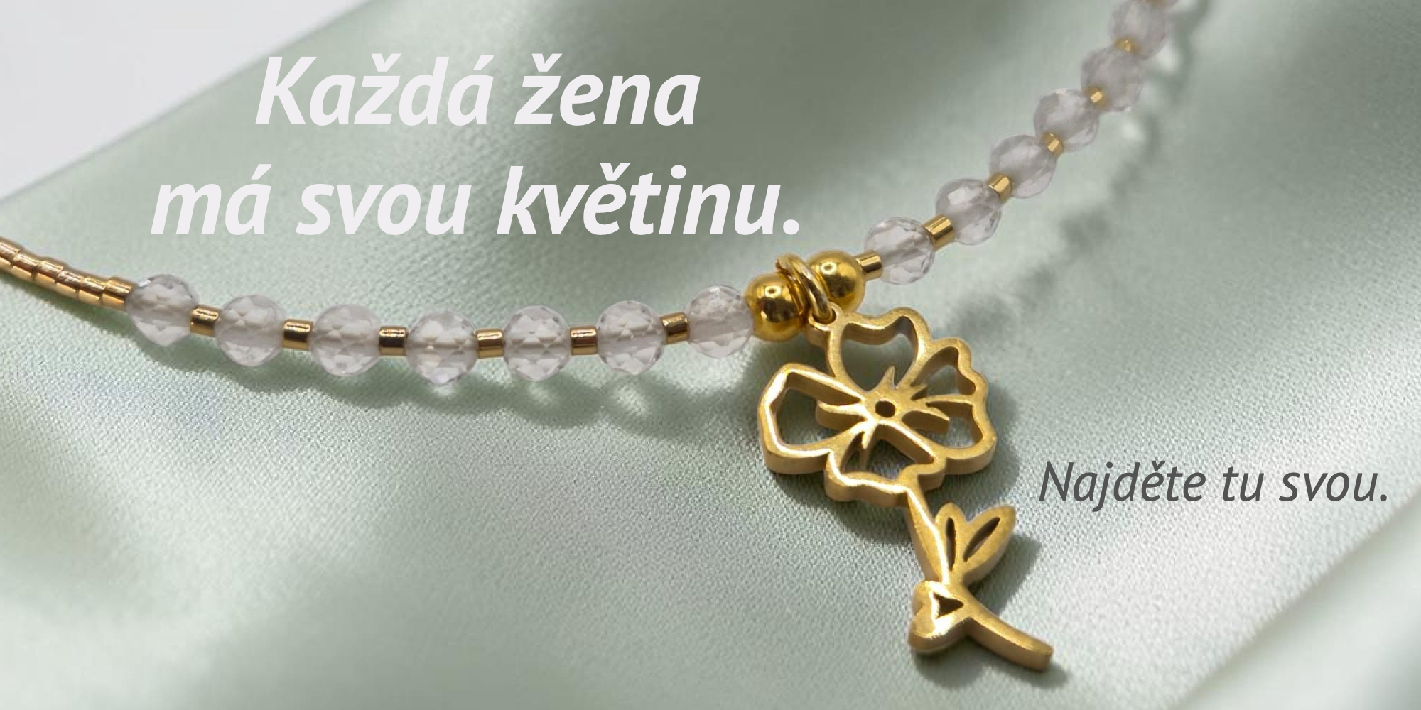 Náhrdelník s křišťálem a kytičkou