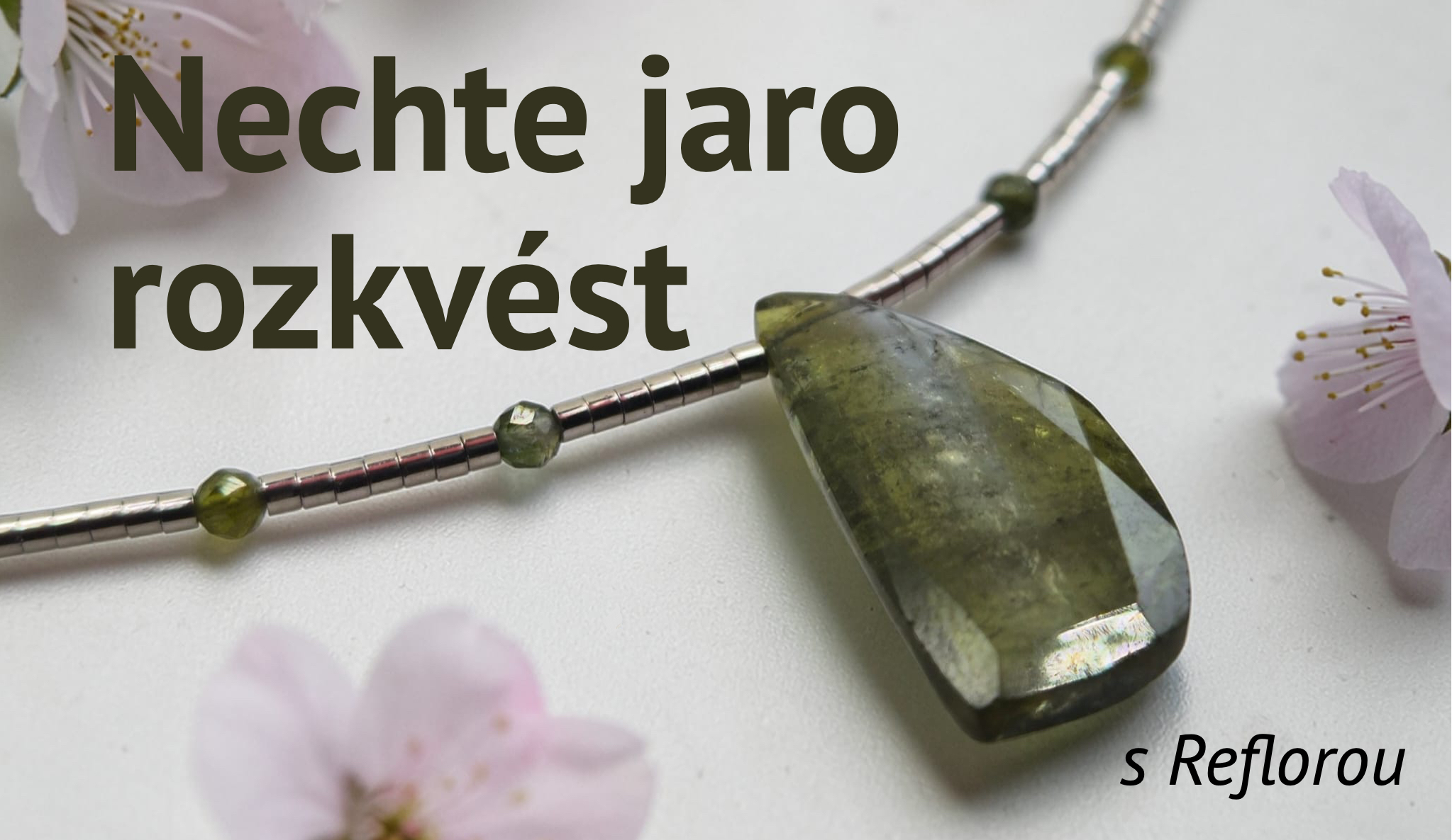 Banner s motivy jara a náhrdelníkem z kolekce Lapis Tourmalis.
