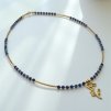 Pozlacený náhrdelník povijnice a lapis lazuli - nerezový přívěsek, stříbrné komponenty (Ag 925)