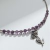Rhodiovaný náhrdelník kosatec a ametyst - nerezový přívěsek, stříbrné komponenty (Ag 925)