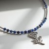 Rhodiovaný náhrdelník povijnice a lapis lazuli - nerezový přívěsek, stříbrné komponenty (Ag 925)