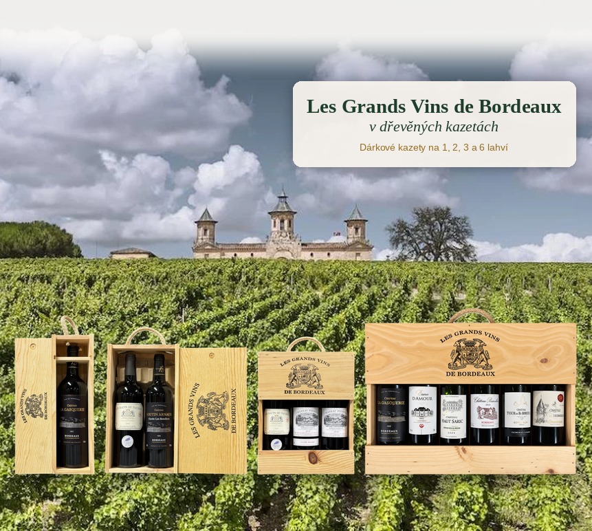 Les Grands Vins de Bordeaux v dřevěných kazetách
