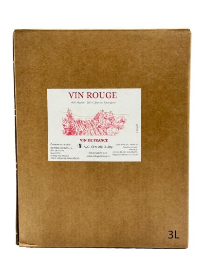 3 L. BiB Vin Rouge Francie, Bordeaux, suché
