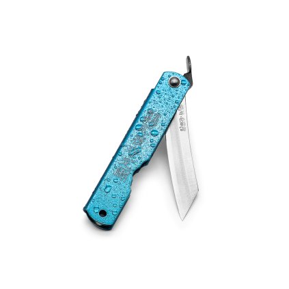 Japanisches Klappmesser NAGAO KANEKOMA Higonokami Warikomi aus blauer Yasuki Aogami-Stahl - 75 mm - blauer Griff
