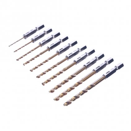 Sada vrtáků do železa s titanovým povlakem E-VALUE - 10 ks - 1,5 mm - 5 mm