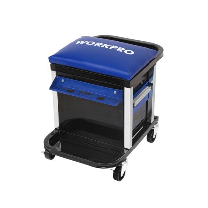 Pojízdná stolička WORKPRO s boxem na nářadí s vinylovým sedátkem