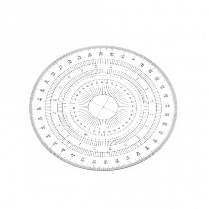 Japonský kruhový úhloměr DRAPAS z čirého akrylátu 360° - průměr 150 mm