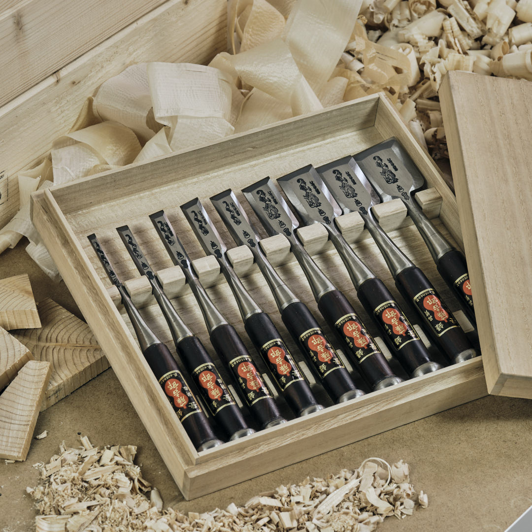 TOUKICHIRO Oire Dragon Pattern FUNAHIRO kézzel készített japán asztalosvéső-készlet HSS-pengével (9 db)