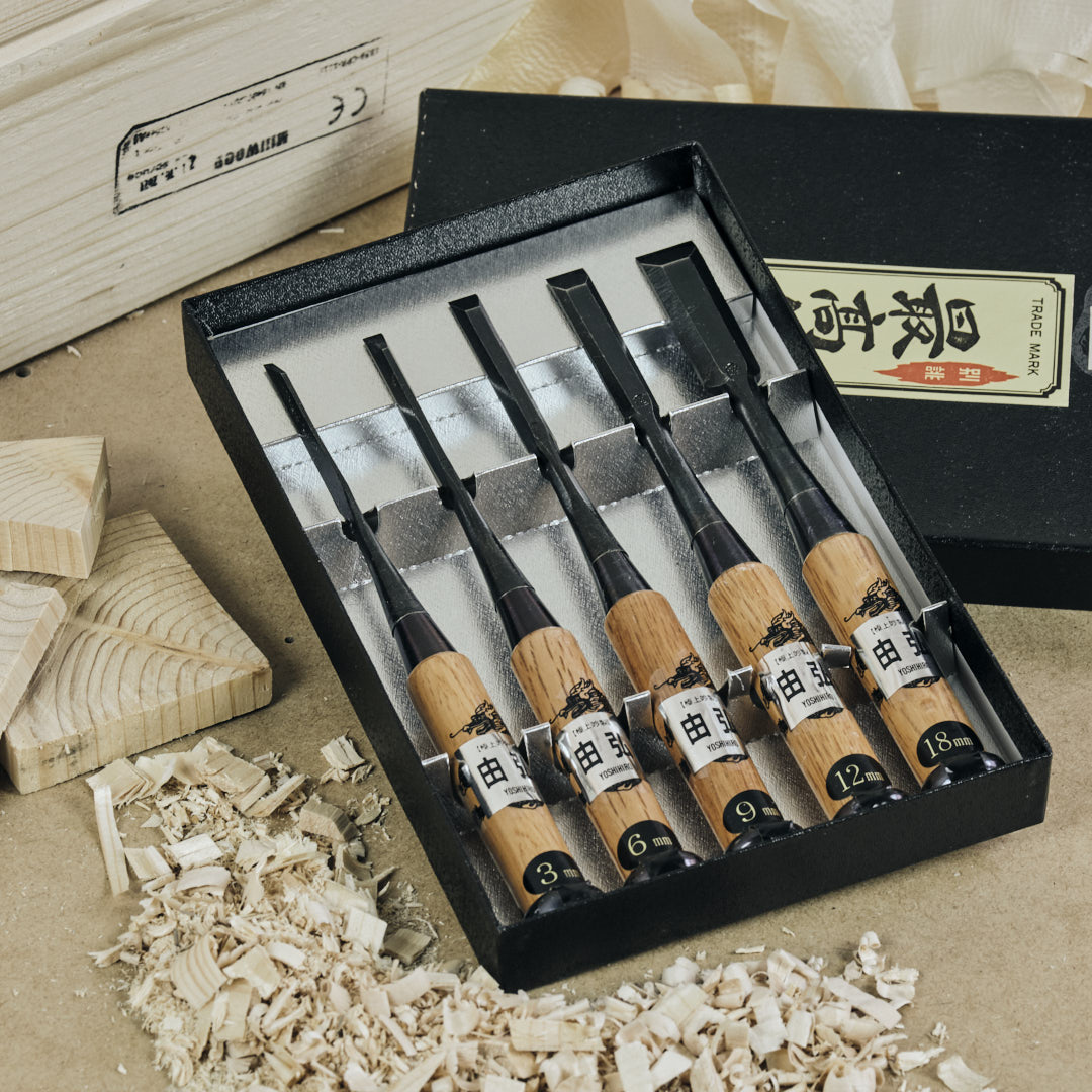 YOSHIHIRO Oire kézzel készített japán asztalosvéső-készlet (5 db)