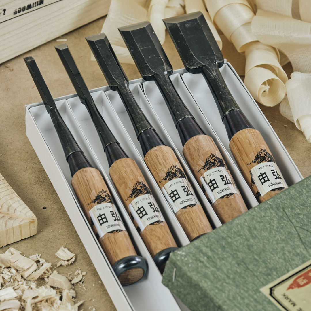 YOSHIHIRO Oire kézzel készített japán asztalosvéső-készlet (5 db)