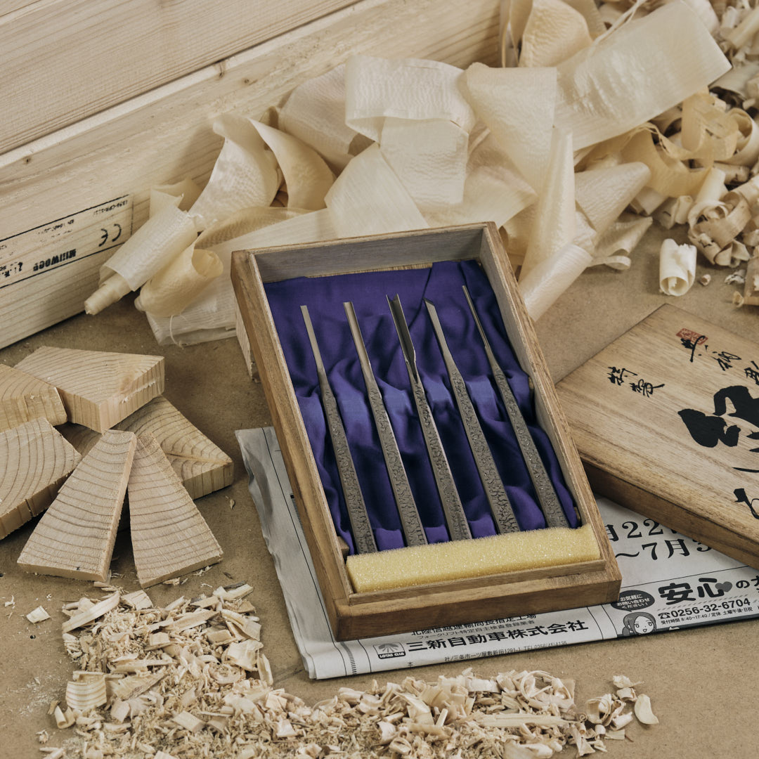 SEIGEN SAKU NORI kézzel készített japán faragóvéső-készlet (5 db)