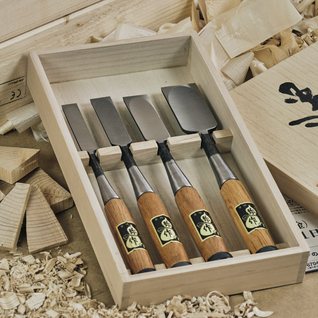 FUJIKAWA Oire Yasuki White Paper Steel kézzel készített japán asztalosvéső-készlet (4 db)